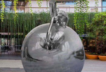 公园时尚不锈钢镜面苹果雕塑
