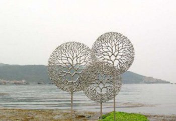  迷人的不锈钢蒲公英雕塑