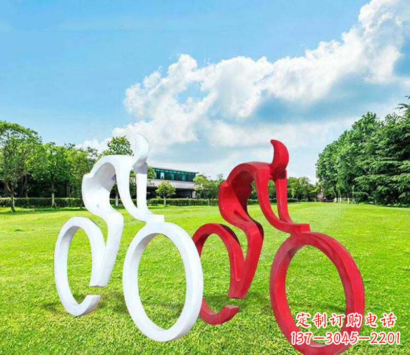 公园抽象不锈钢骑车运动人物雕塑