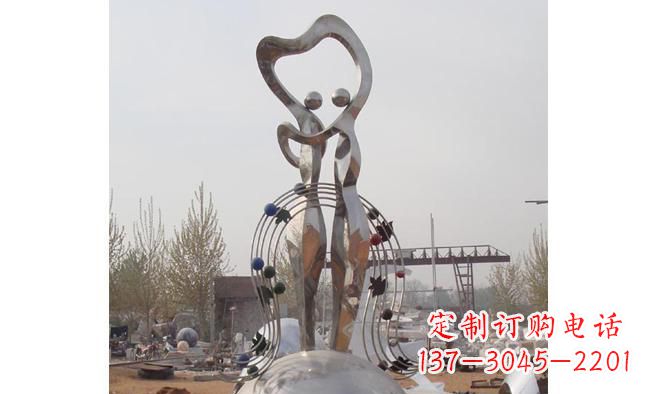 公园抽象不锈钢双人舞雕塑