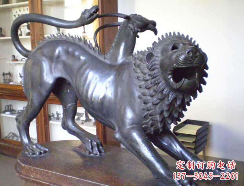 公园抽象狮子蛇和羚羊动物景观铜雕