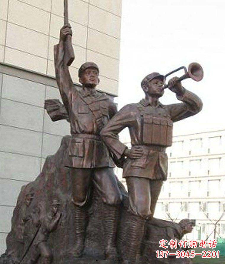 革命精神熠熠冲锋号铜雕 革命精神熠熠冲锋号铜雕