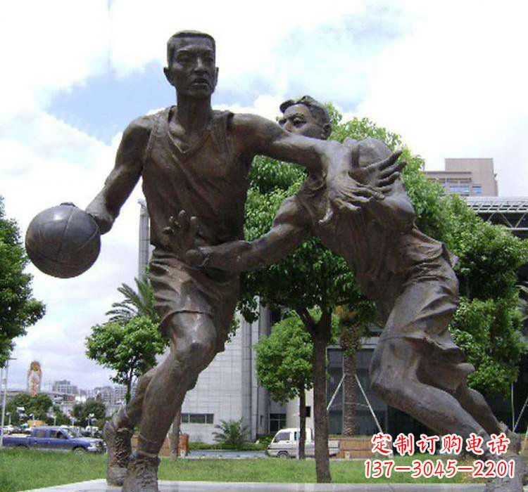 公园打篮球人物铜雕222