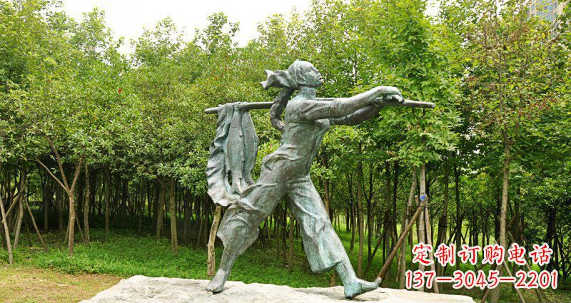 公园打渔回家的人物小品铜雕