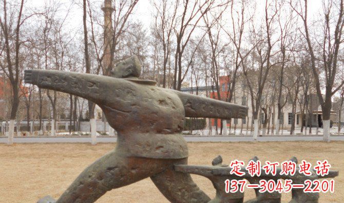 公园大步前行抽象人物铜雕