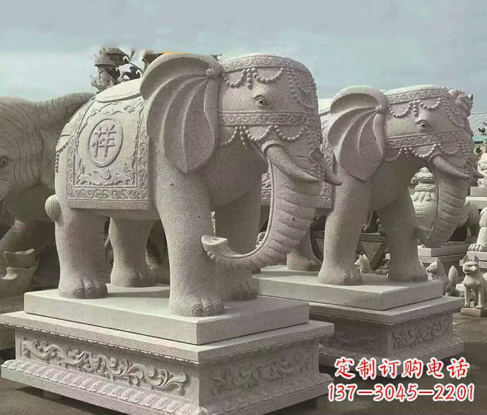 公园大理石大象动物石雕 (3)