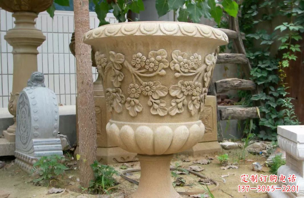 花盆雕塑 - 公园/大理石/花盆 花盆雕塑 - 公园/大理石/花盆