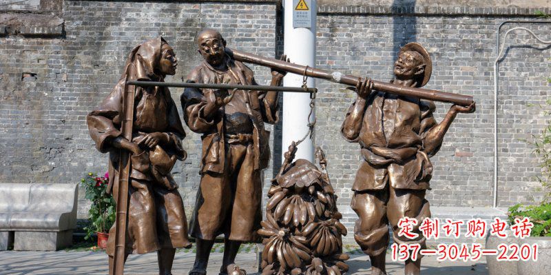 公园称香蕉的人物小品铜雕