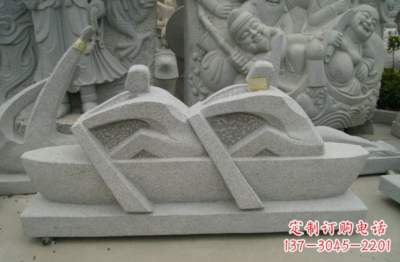 公园抽象划船人物石雕
