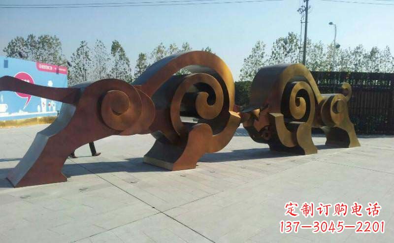 公园抽象牛动物铜雕