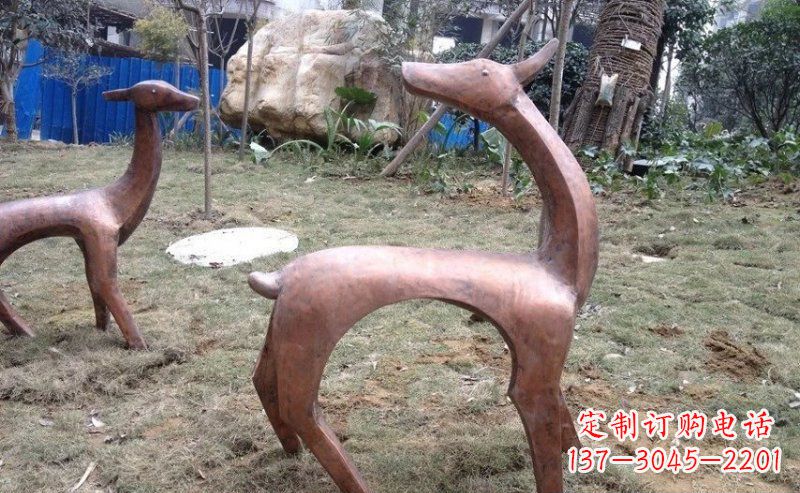 公园抽象小鹿动物铜雕