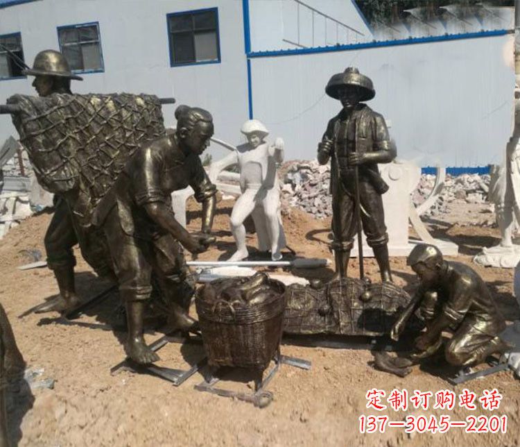 公园打渔的人物铜雕