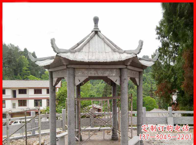 公园大理石六角石雕凉亭