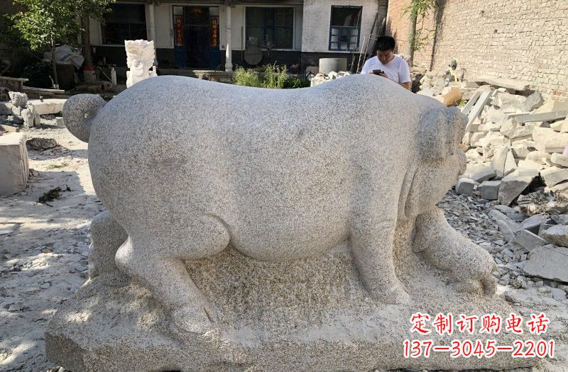 公园大理石母子猪石雕
