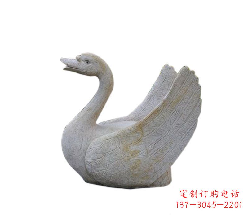 公园大理石天鹅喷泉景观石雕