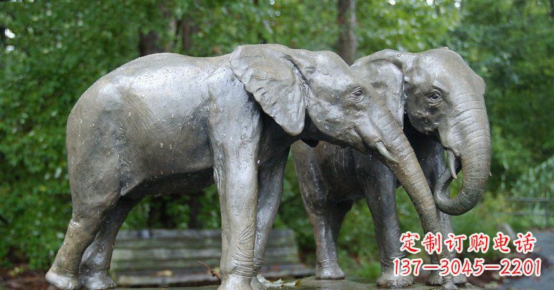 公园大象动物铜雕 (2)