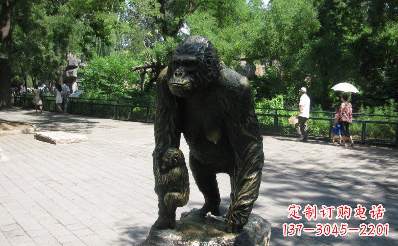 公园大猩猩动物铜雕 (2)