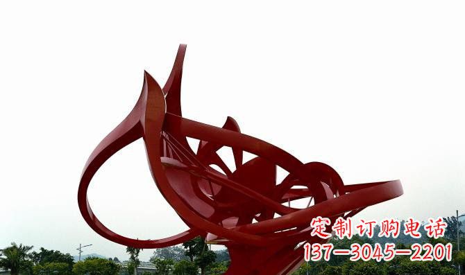 公园大型红色不-锈-钢-雕-塑-