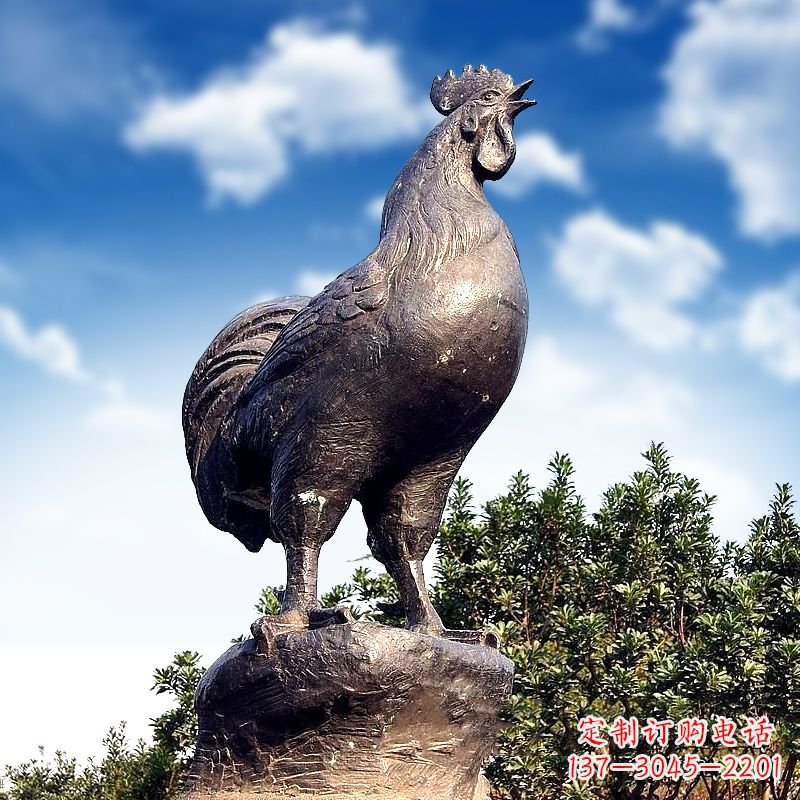 威风凛凛的大型铸铜酉鸡雕塑 威风凛凛的大型铸铜酉鸡雕塑