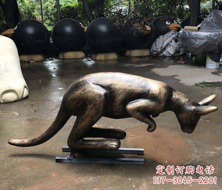 公园袋鼠动物铜雕