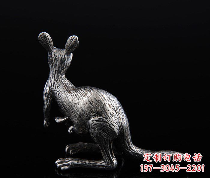 公园袋鼠动物铜雕 (2)
