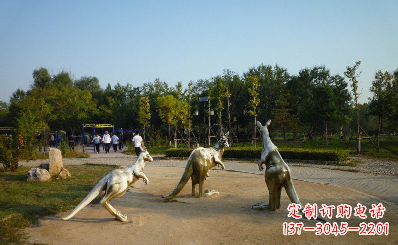 公园袋鼠动物铜雕 (3)