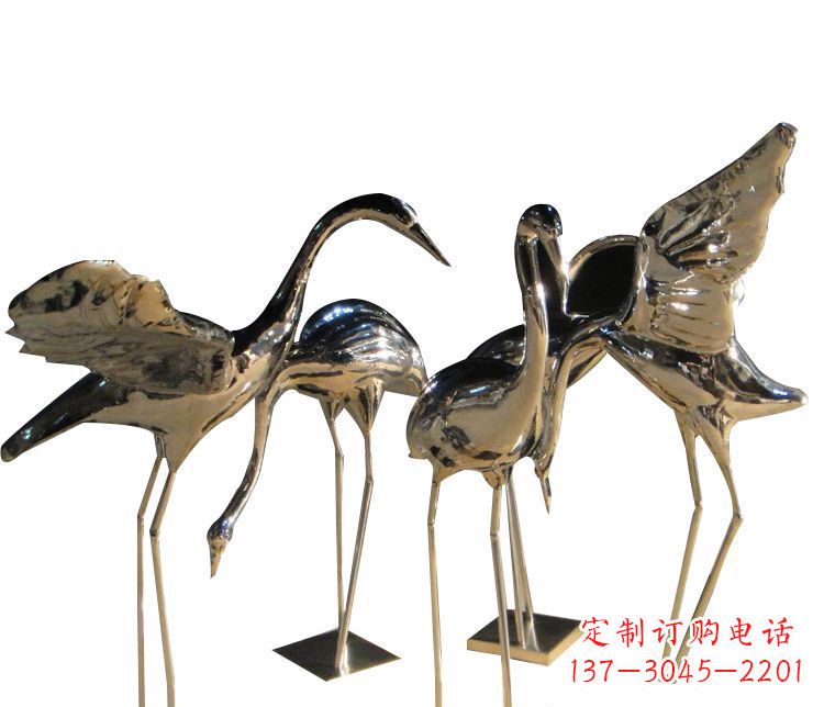 三角中国领雕塑不锈钢仙鹤雕塑 三角中国领雕塑不锈钢仙鹤雕塑