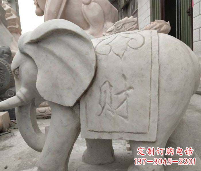 公园动物大理石大象石雕 (2)