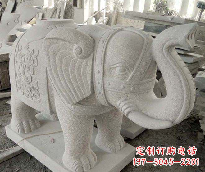 公园动物大理石大象石雕 (3)
