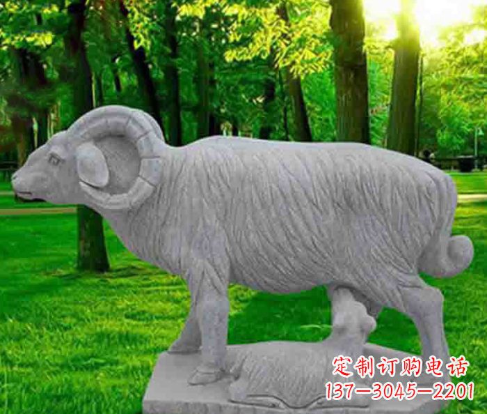 公园动物大理石母子羊石雕
