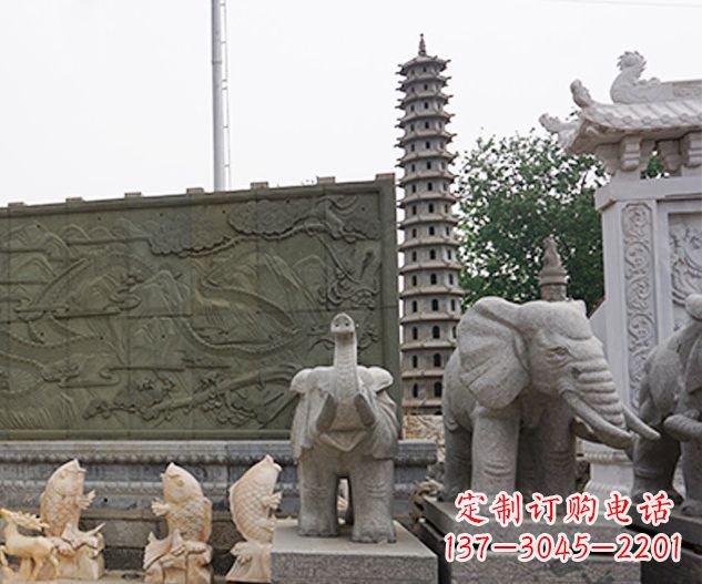 公园动物大象石雕 (2)