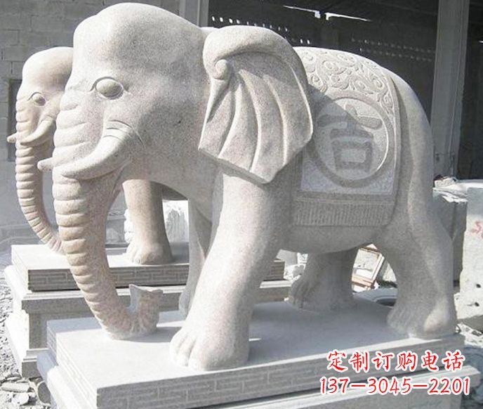 公园动物吉祥大象石雕 (2)
