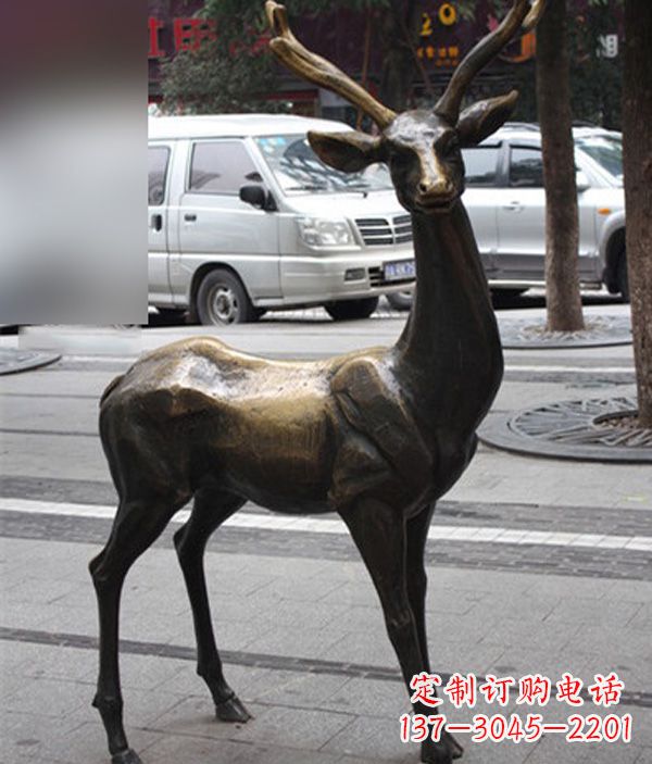 公园动物鹿铜雕