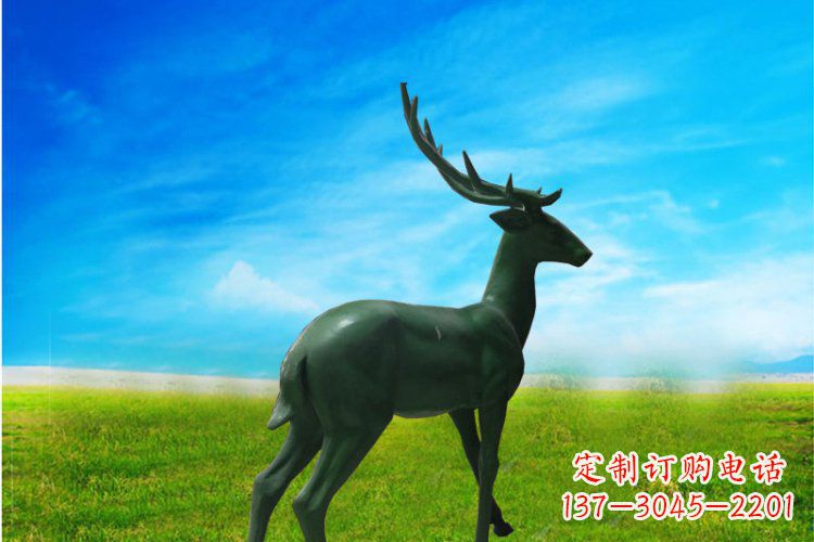 公园动物梅花鹿铜雕