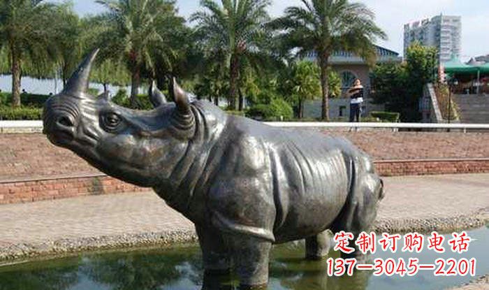 公园动物铜雕犀牛