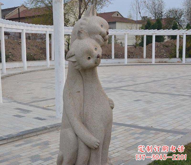 公园动物小猫石雕