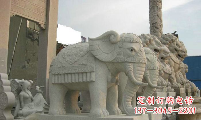 公园动物招财大象石雕 (2)