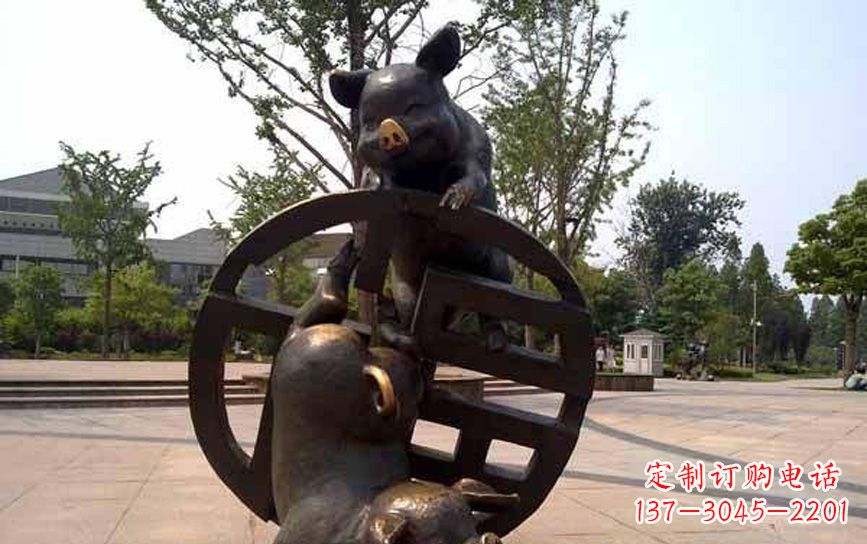 公园动物猪铜雕 公园动物猪铜雕