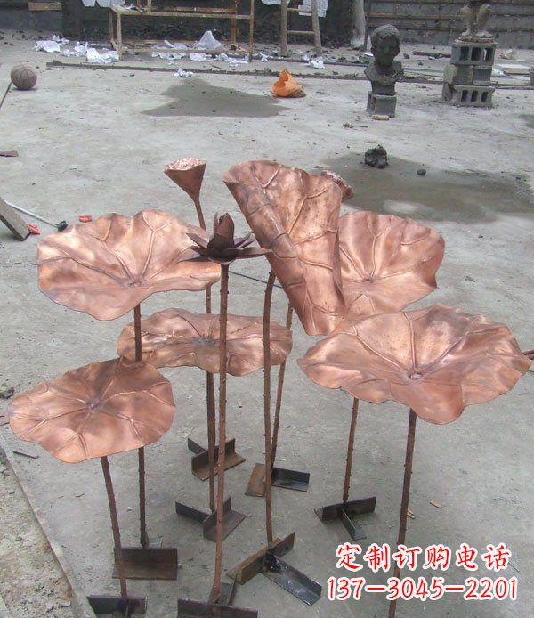 公园锻铜荷花景观铜雕