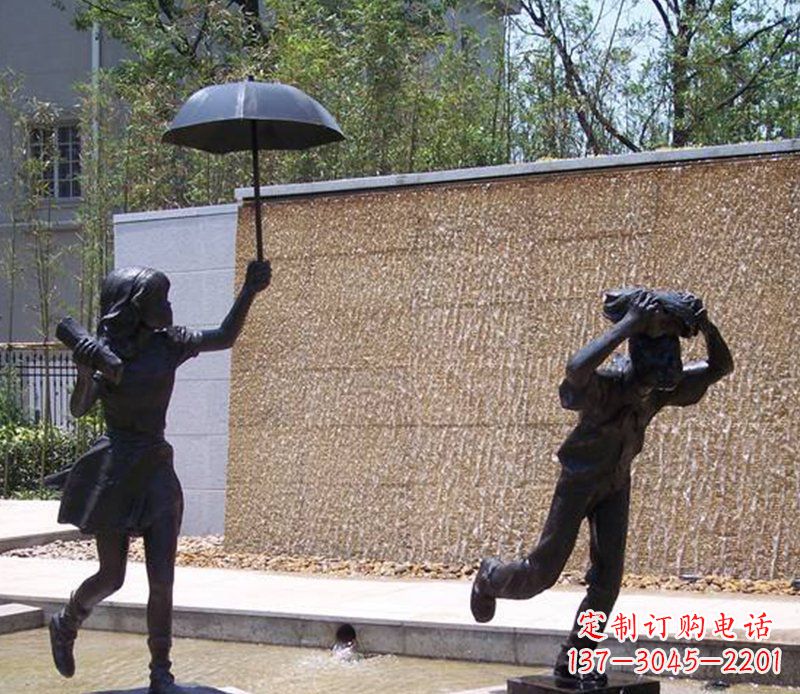 抗风雨小男孩铜雕 抗风雨小男孩铜雕