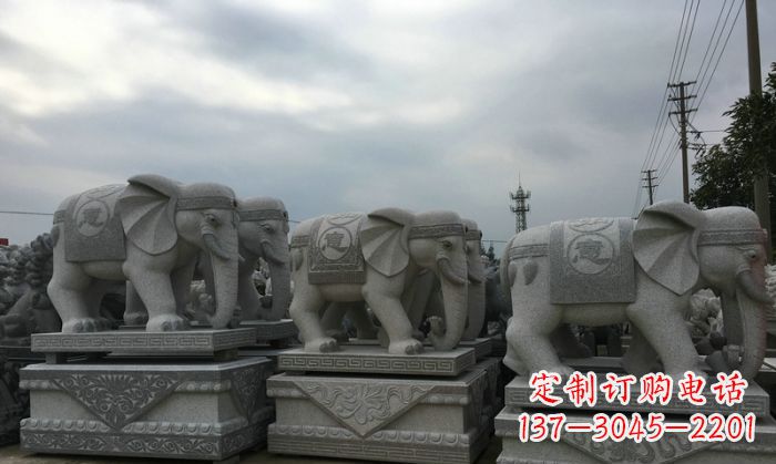 公园仿古大象动物石雕