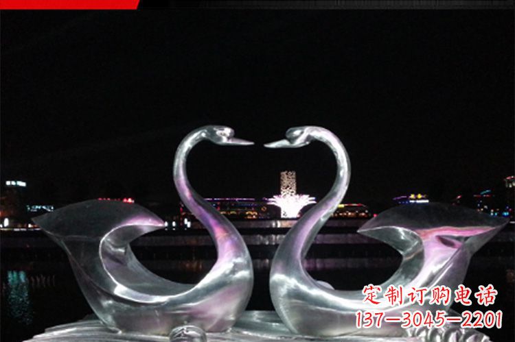 公园仿真不锈钢仙鹤雕塑