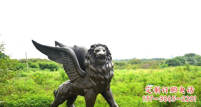 公园飞狮动物铜雕