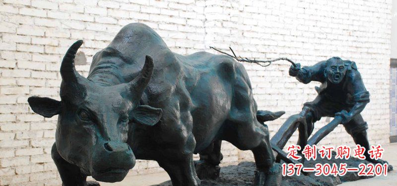公园耕地牛景观铜雕