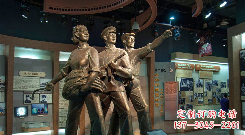公园工农兵人物铜雕