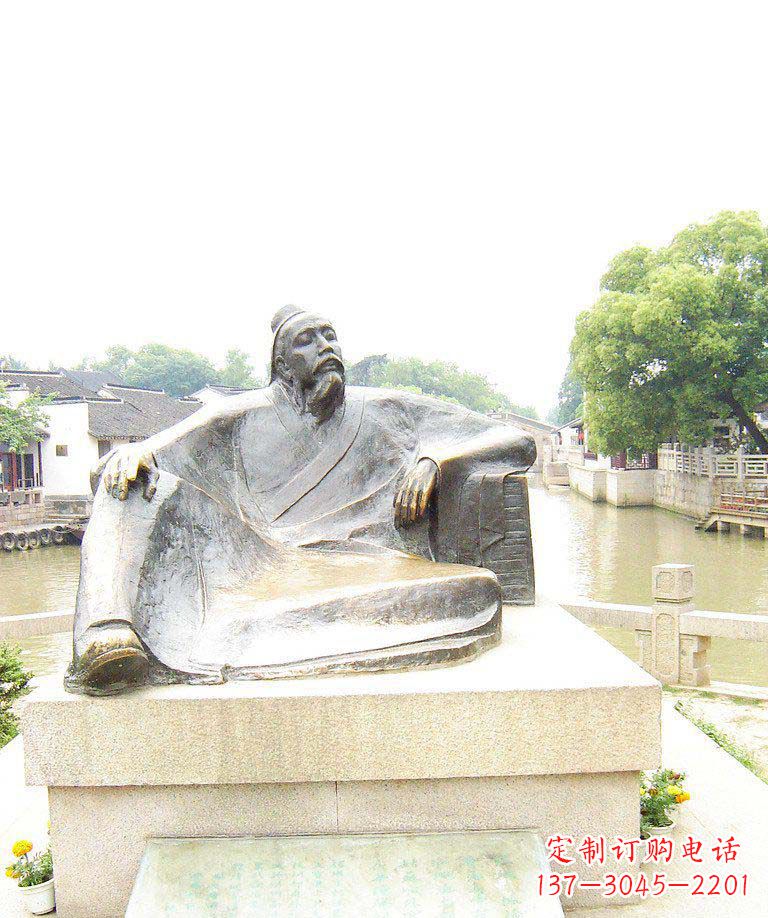 公园古代诗人人物铜雕
