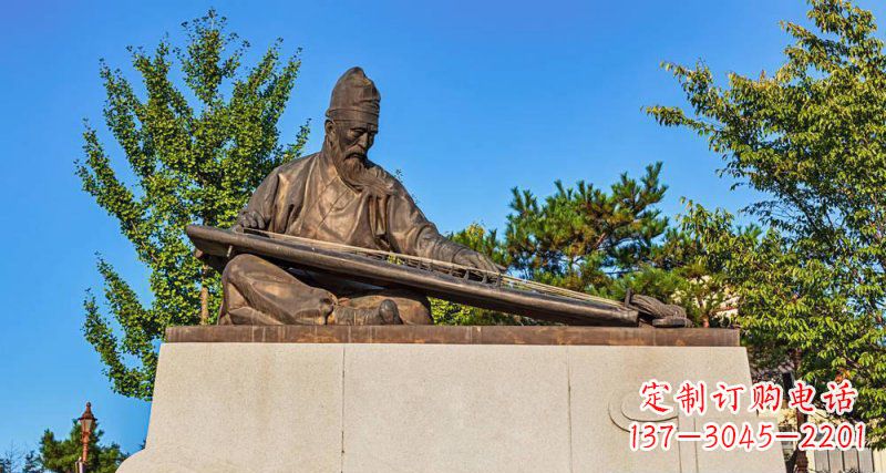 公园古人弹琴景观铜雕