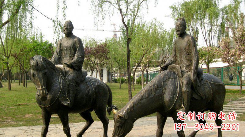 公园古人骑马人物铜雕
