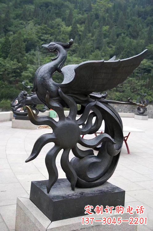 公园广场天之四灵朱雀神鸟铜雕摆件
