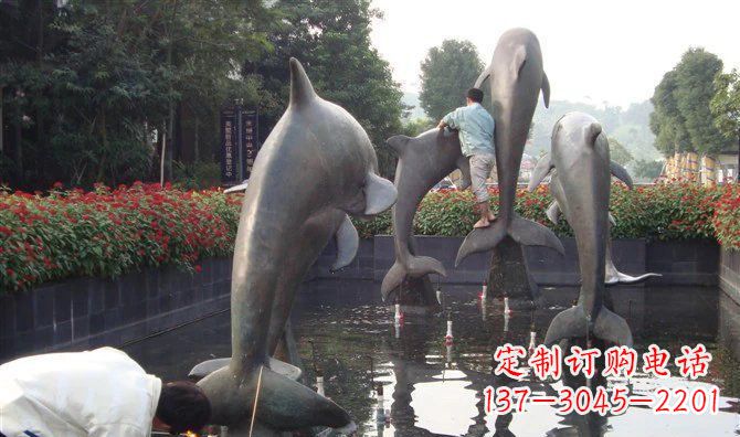 公园海豚动物铜雕